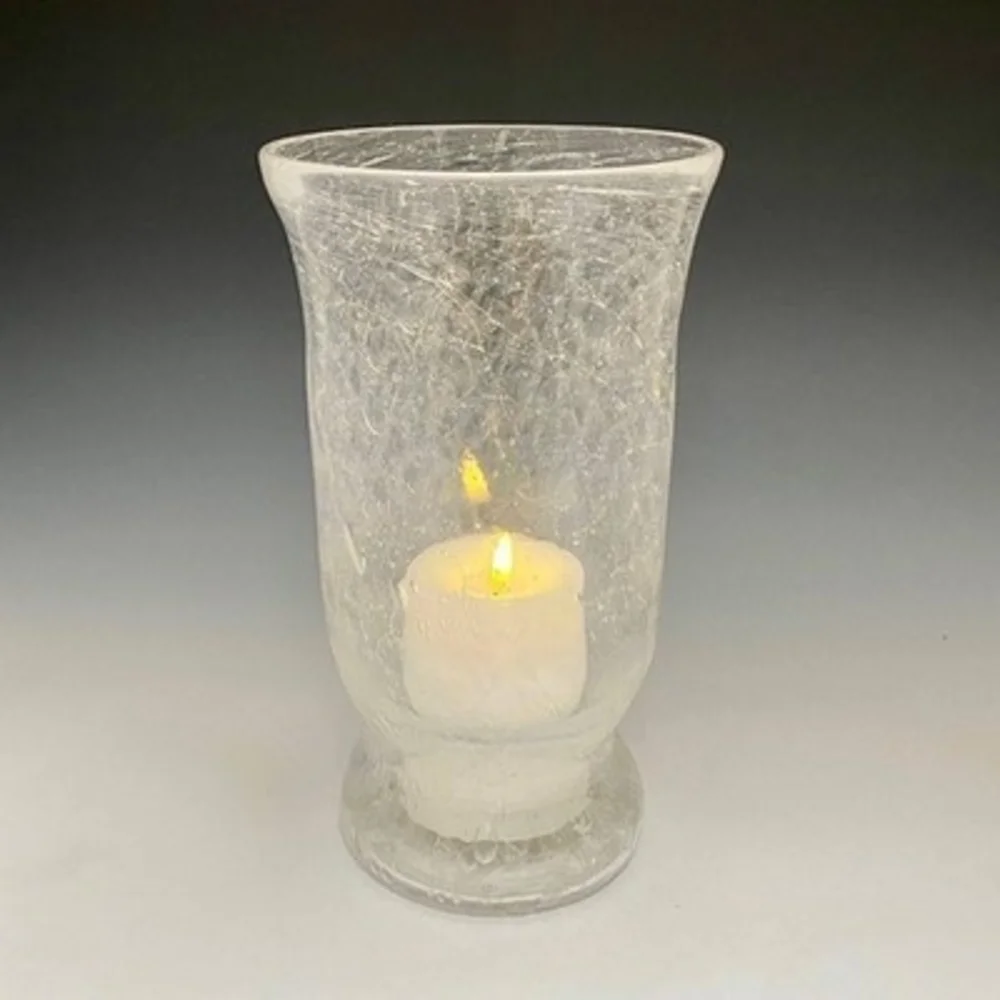 Cracked Glass Hurricane Lamp Vase 8